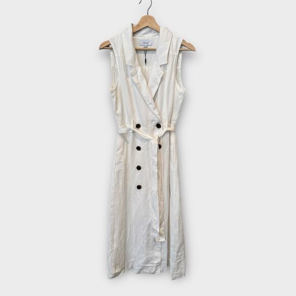 Reiss Mariah Linen Blend Belted Button Midi Dress Size US/6 - Picture 5 of 11